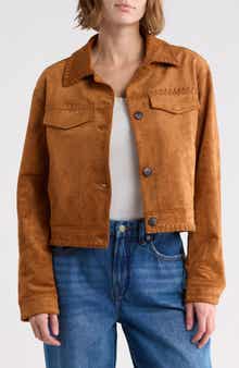 Whipstitch Faux Suede Bomber Jacket