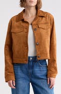 BLANKNYC Whipstitch Faux Suede Bomber Jacket