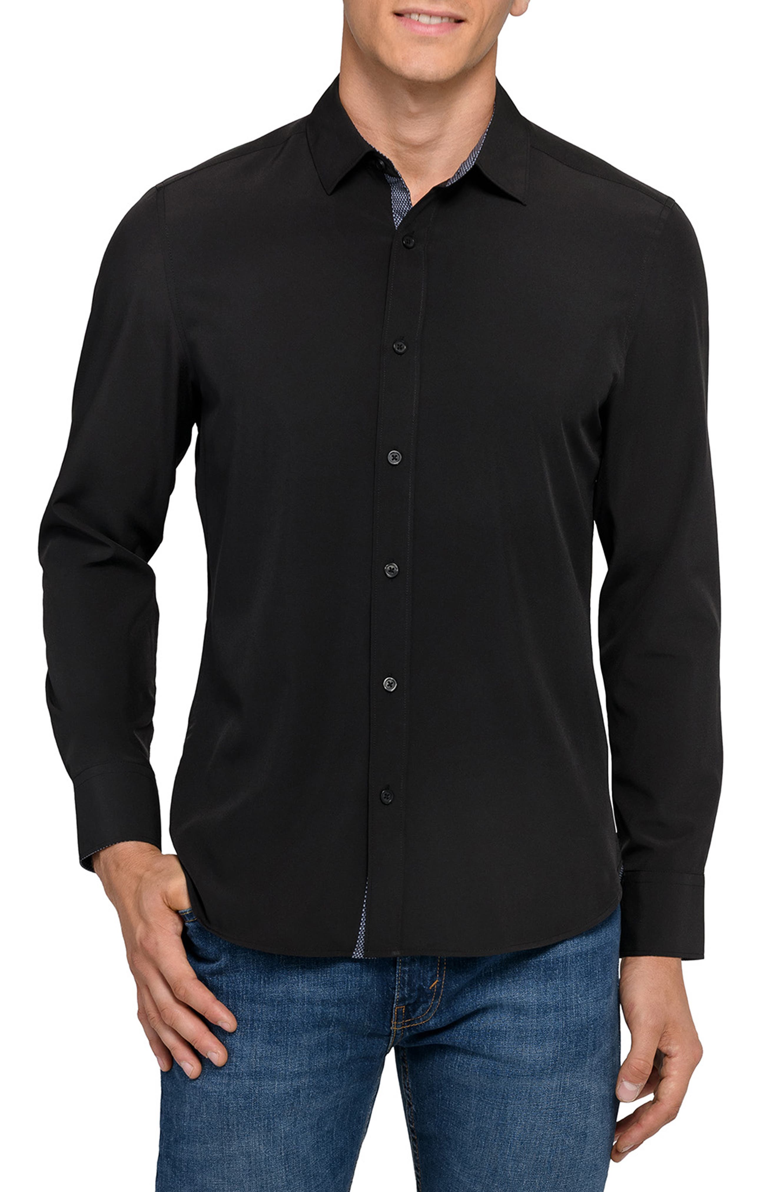 Solid Woven Long Sleeve Basic