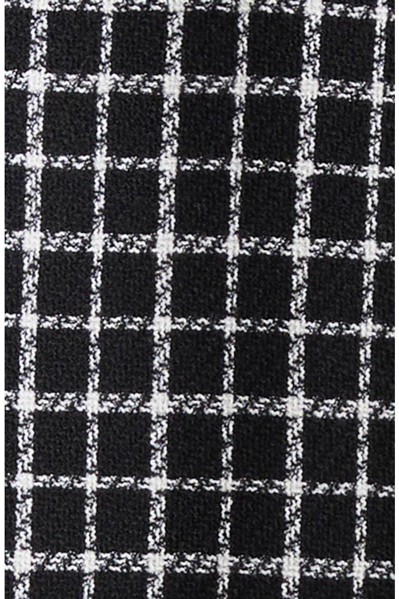 Windowpane Check Wool Blend Coat, Alternate, color, BLACK WHITE