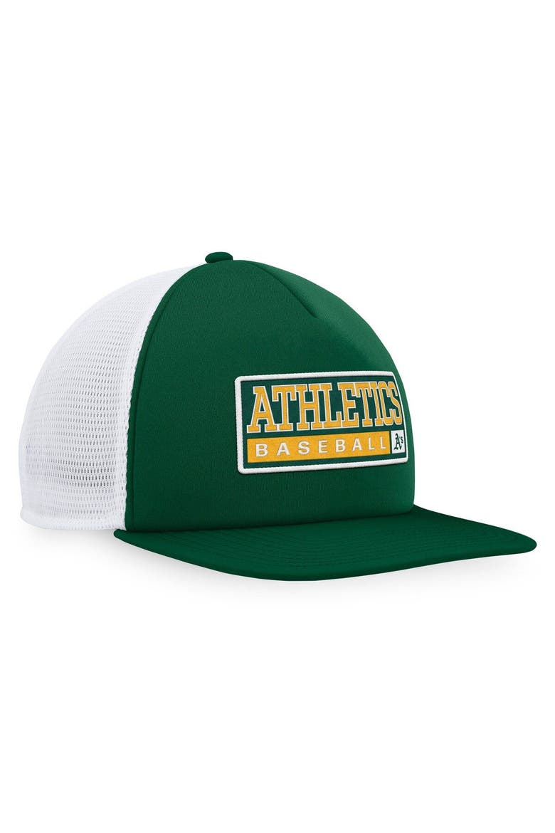 Men's Majestic Green/White Oakland Athletics Foam Trucker Snapback Hat, Alternate, color, Green