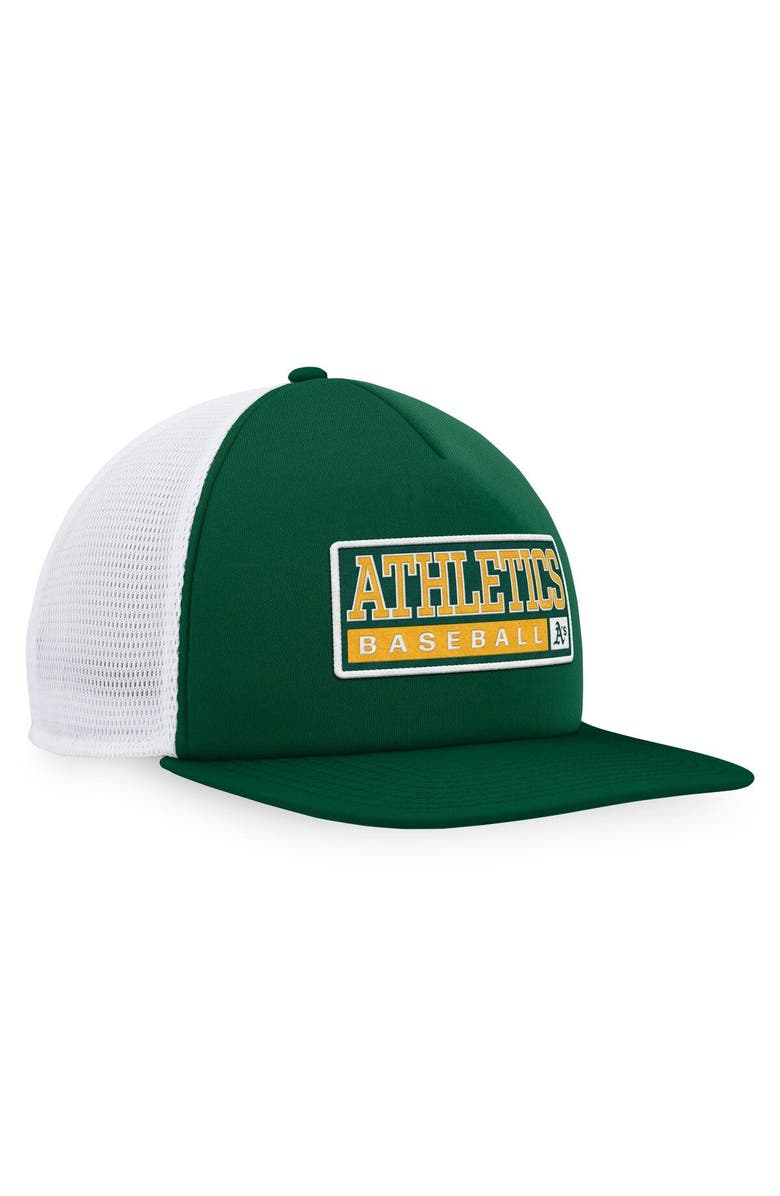MAJESTIC Men's Majestic Green/White Oakland Athletics Foam Trucker Snapback Hat, Alternate, color, Green