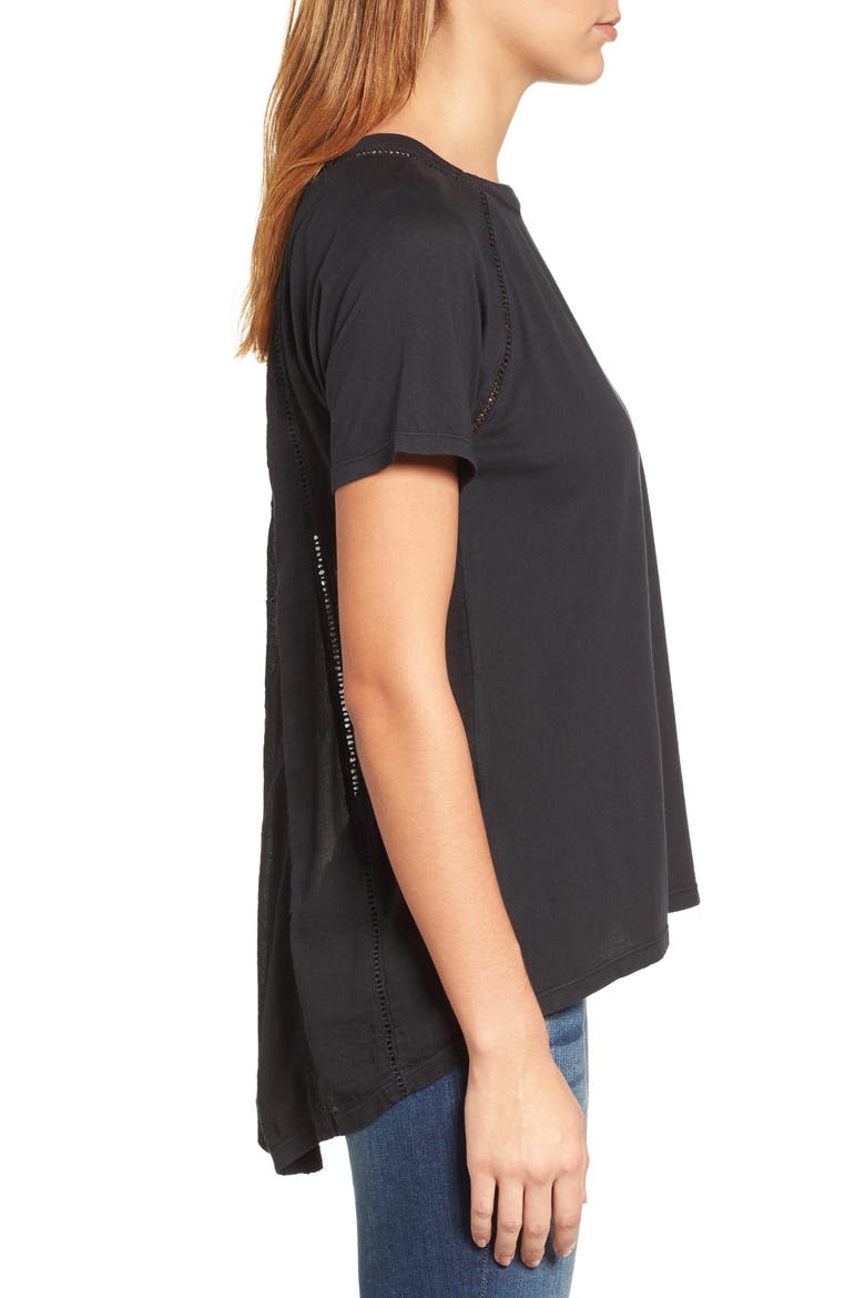 Lace Back Swing Tee, Alternate, color, BLACK