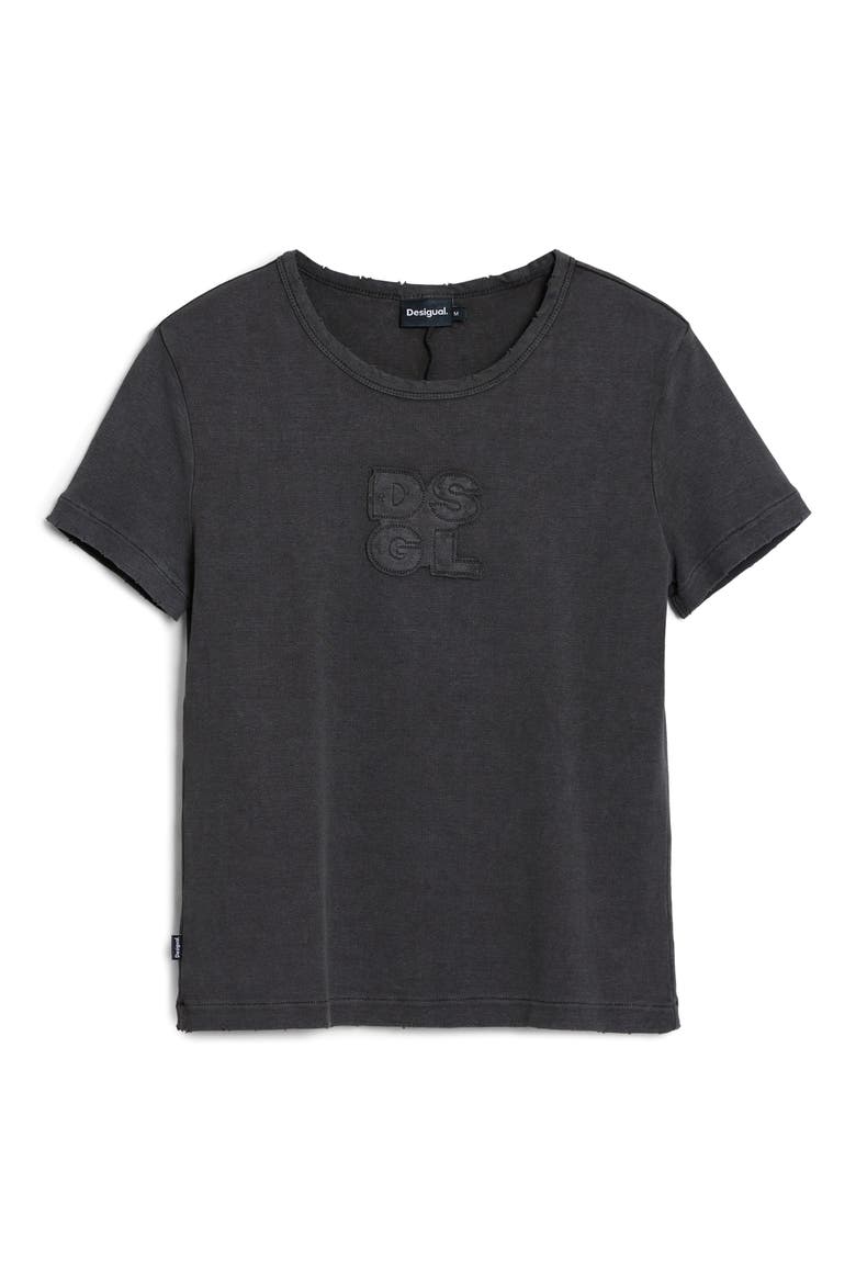 Logo Patch Stretch Cotton T-Shirt, Alternate, color, BLACK
