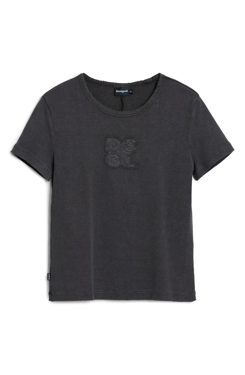 Desigual Logo Patch Stretch Cotton T-Shirt, Alternate, color, Black