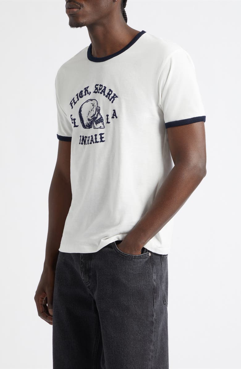 Second Layer Flick Spark Inhale Cotton Ringer T-Shirt, Alternate, color, White/ Navy