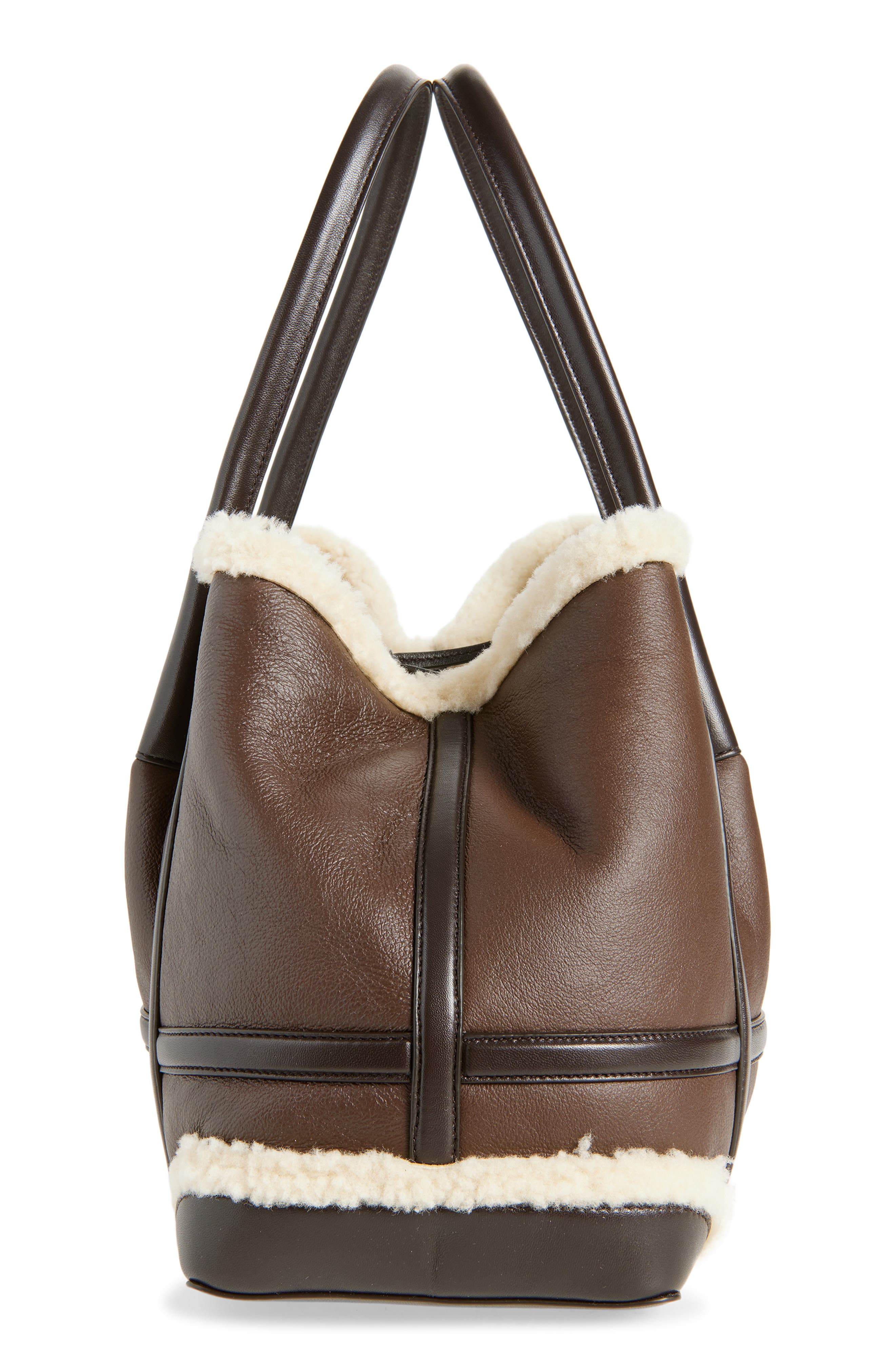 Bottega Veneta Medium Pinacoteca Leather & Genuine Shearling Tote, Alternate, color, 2055 Lig Bro-Teddy/ Fon-Mb