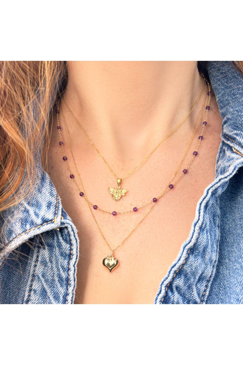 Gold Bee Necklace, Alternate, color, Yellow Gold