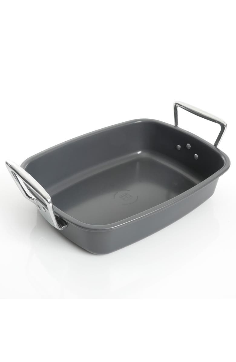 Kenmore Travens 17 Inch Carbon Steel Roaster with Rack, Alternate, color, Grey