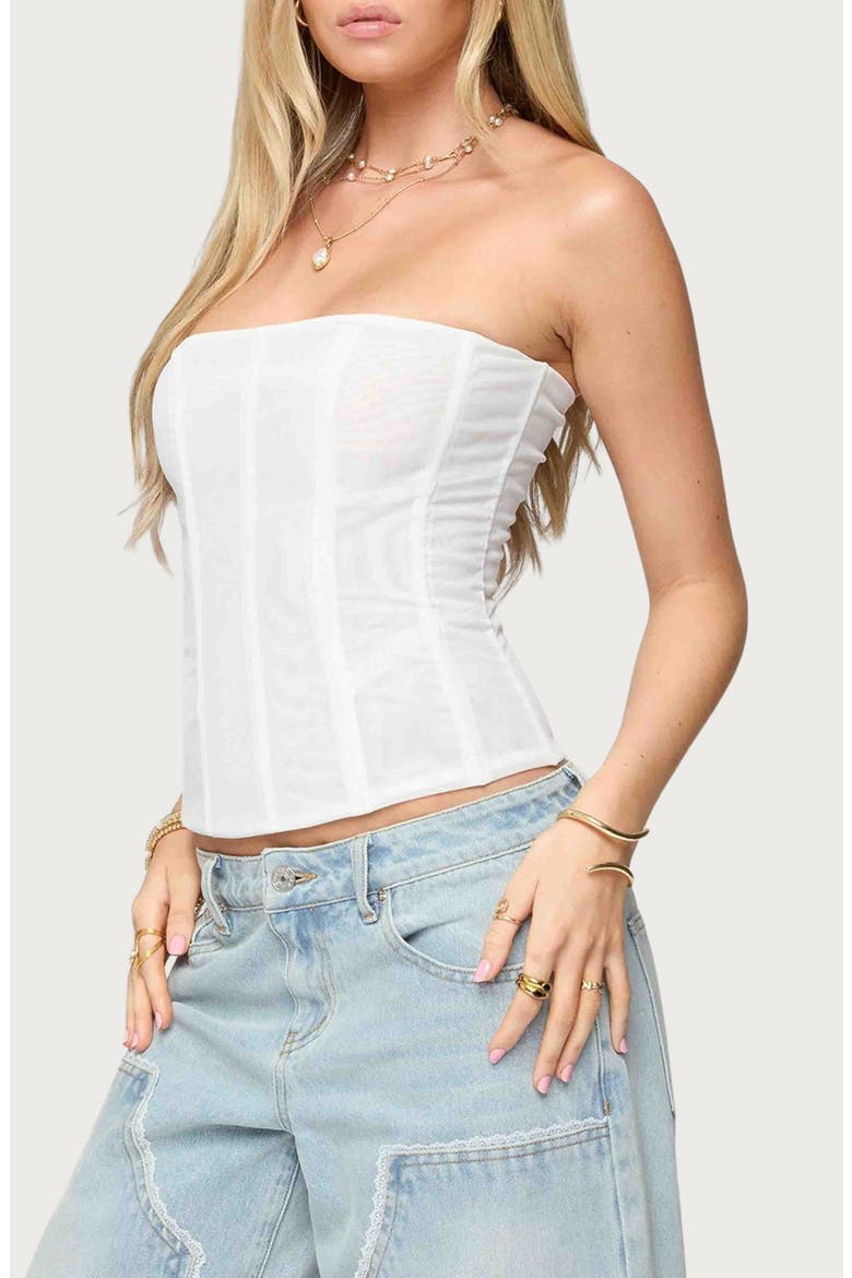 Reed Sheer Mesh Strapless Top, Alternate, color, WHITE