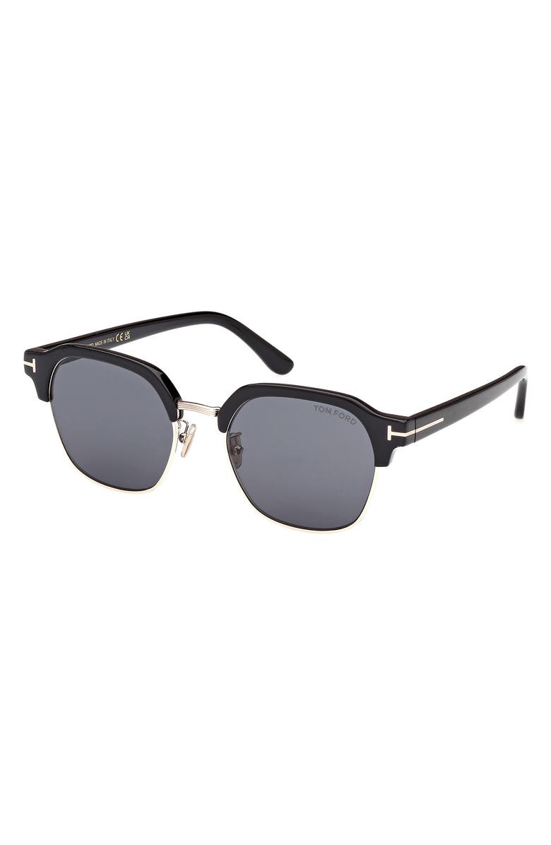 TOM FORD 54mm Browline Sunglasses, Alternate, color, Shiny Black / Smoke