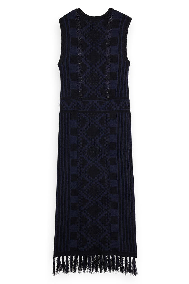 Geo Jacquard Fringe Hem Sleeveless Sweater Dress, Alternate, color, NIGHT