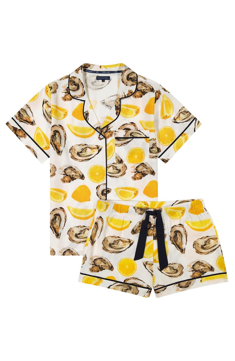 Katie Kime The World Is Your Oyster Pajama Shorts Set, Alternate, color, Yellow