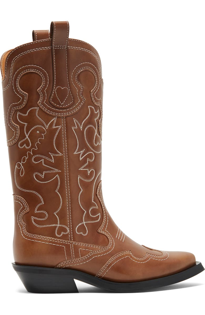 Ganni Embroidered Western Boot, Alternate, color,