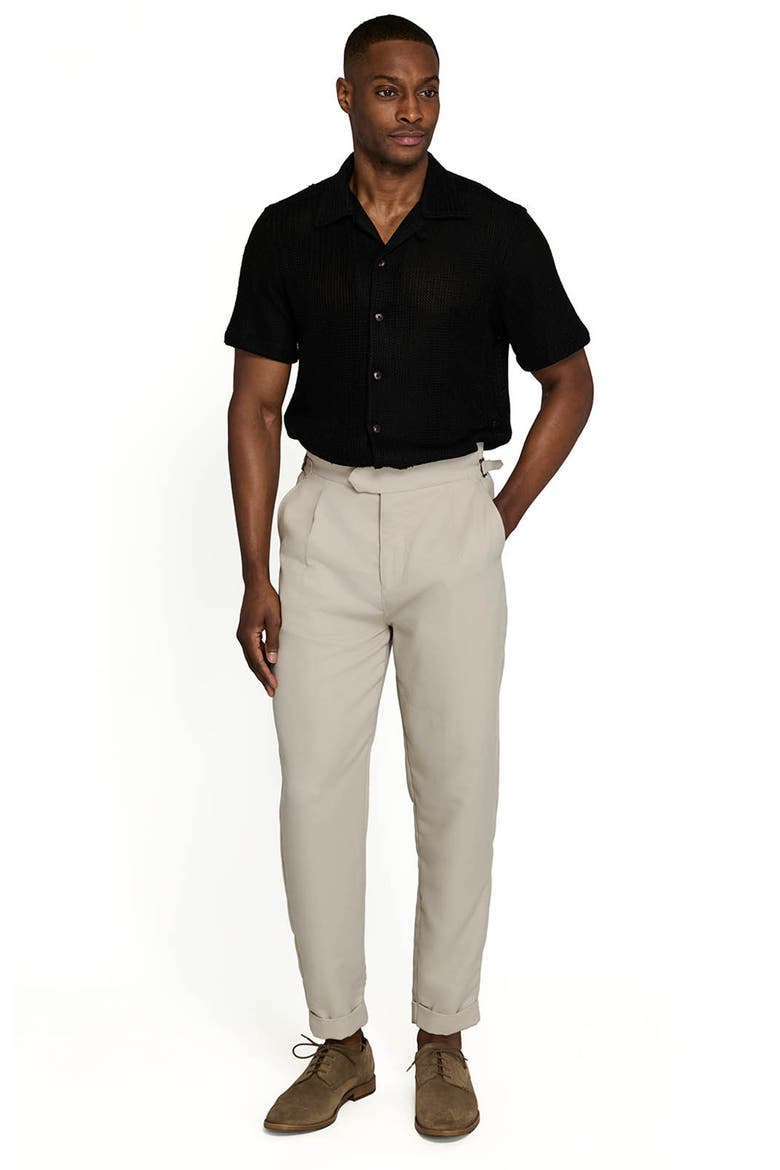 Bedford Crochet Camp Shirt, Alternate, color, BLACK