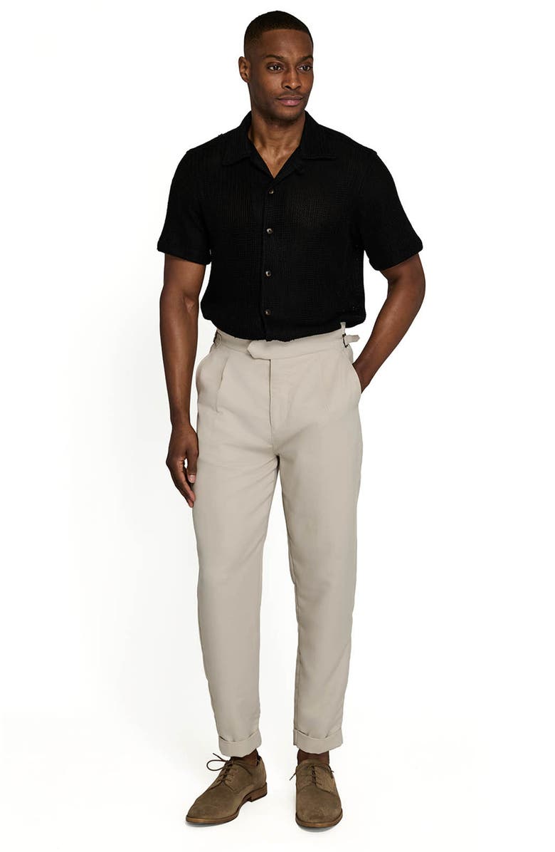 Brooklyn Brigade Bedford Crochet Camp Shirt, Alternate, color, Black