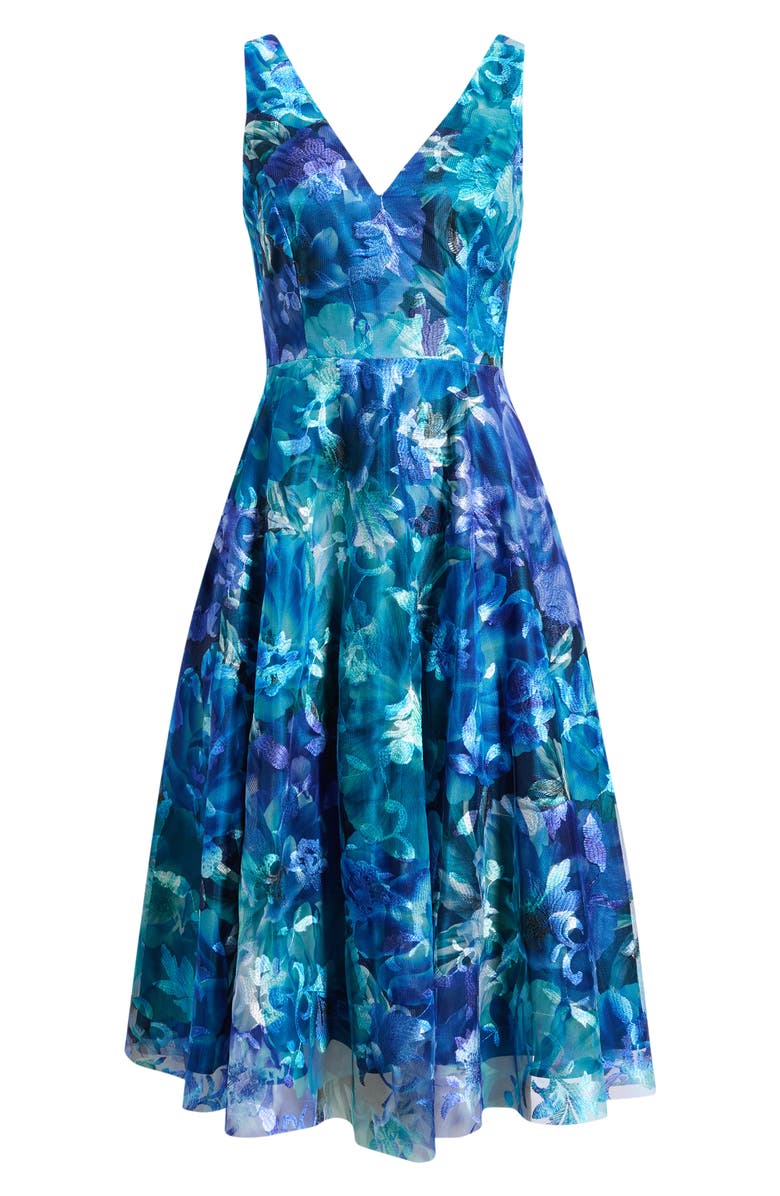 Eliza J Embroidered Sleeveless Fit & Flare Cocktail Dress, Alternate, color, 