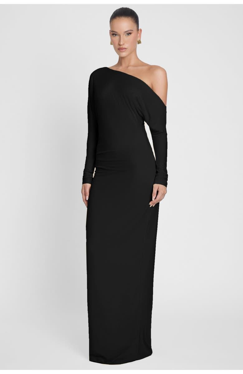 LEAU Sola Slouchy Jersey Maxi Dress, Alternate, color, Black