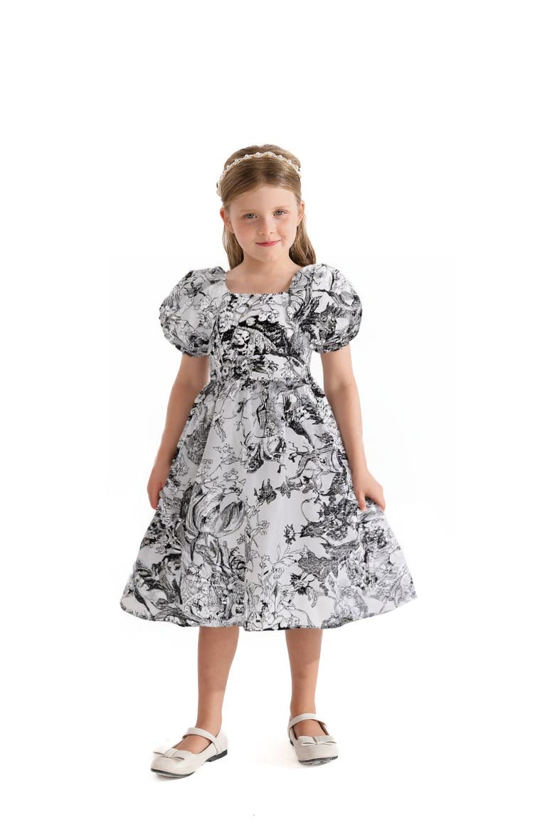 Encre Floral Garden Dress, Main, color, Black
