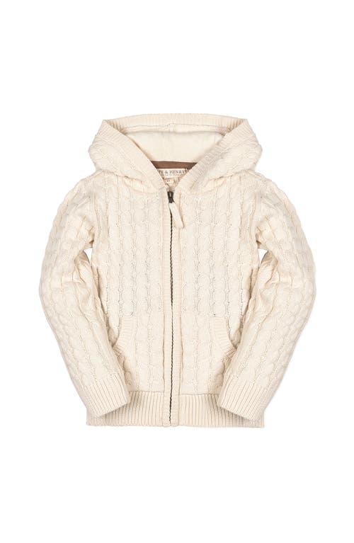 Hope & Henry Kids' Organic Long Sleeve Full Zip Hooded Sweater With Elbow Patches In Neutral