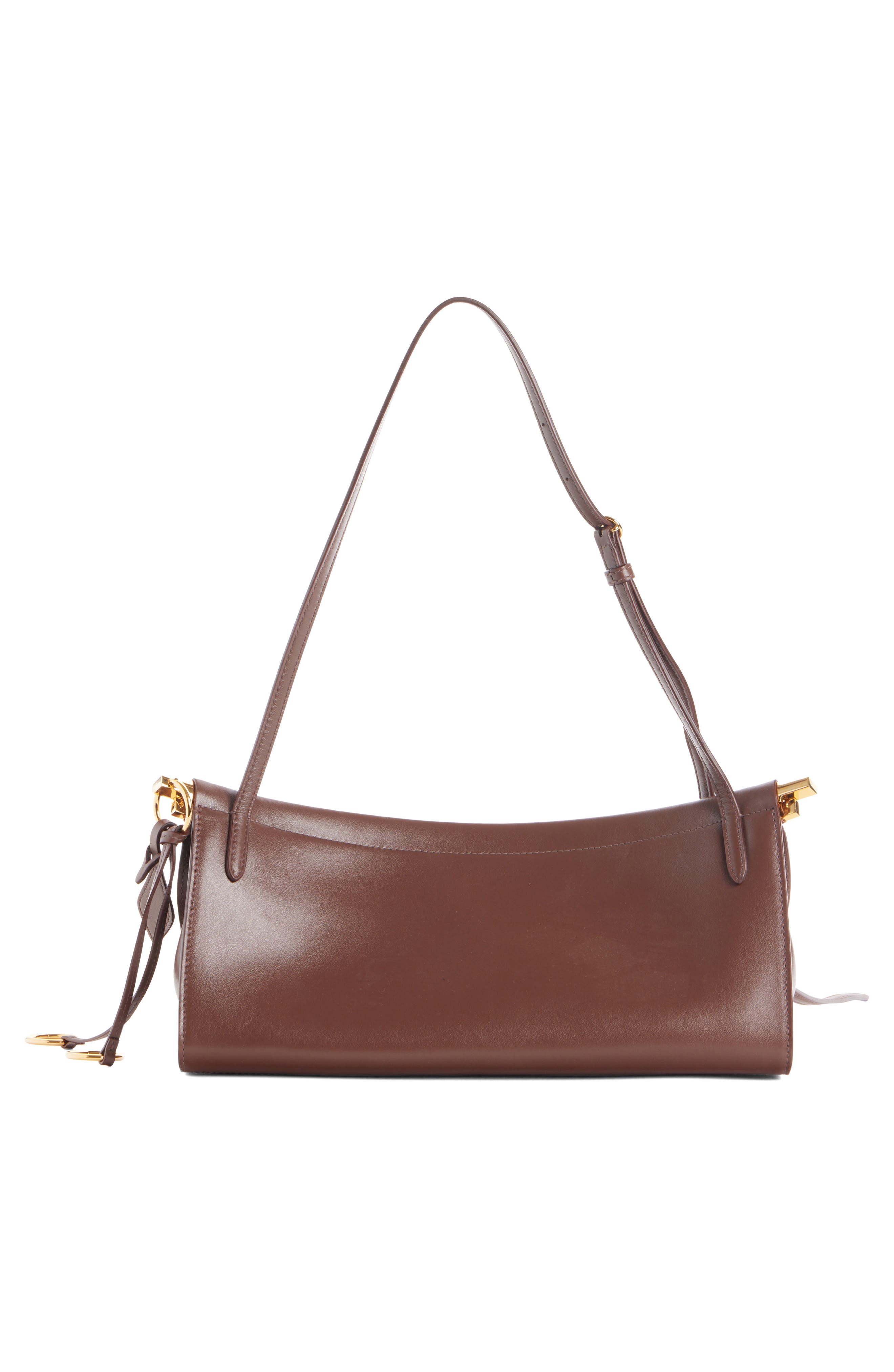 Medium Le Click East/West Leather Shoulder Bag, Alternate, color, BRUN