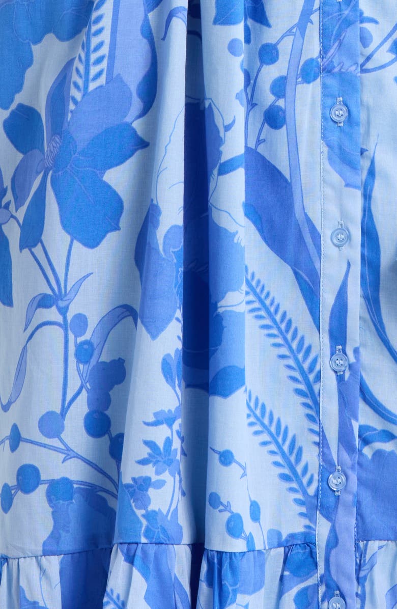 SUGARLIPS Beth Floral Button-Up Tiered Shirtdress, Alternate, color, Light-Blue-Multi