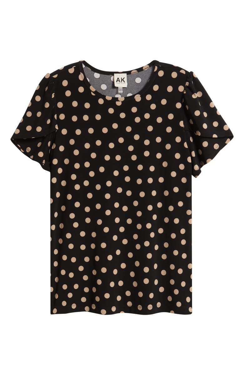 AK ANNE KLEIN Tulip Sleeve Top, Alternate, color, Anne Black/ Latte