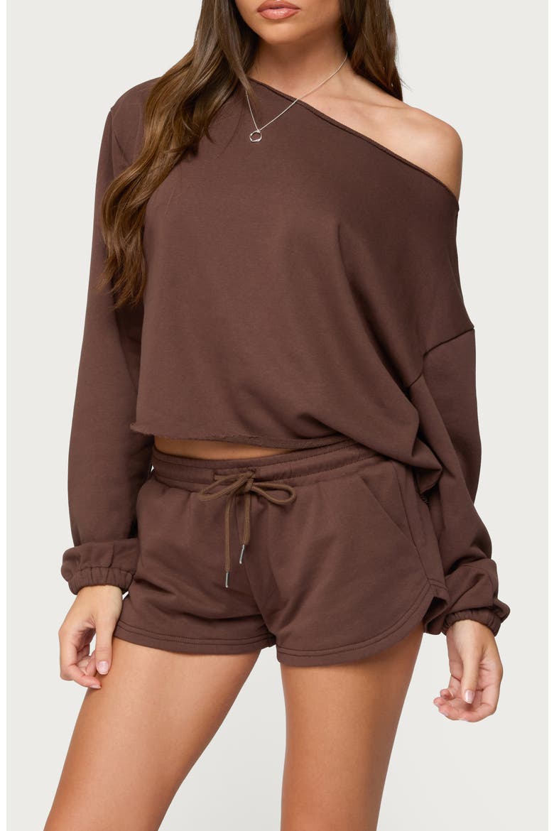 Kordelia One-Shoulder Sweatshirt, Main, color, BROWN