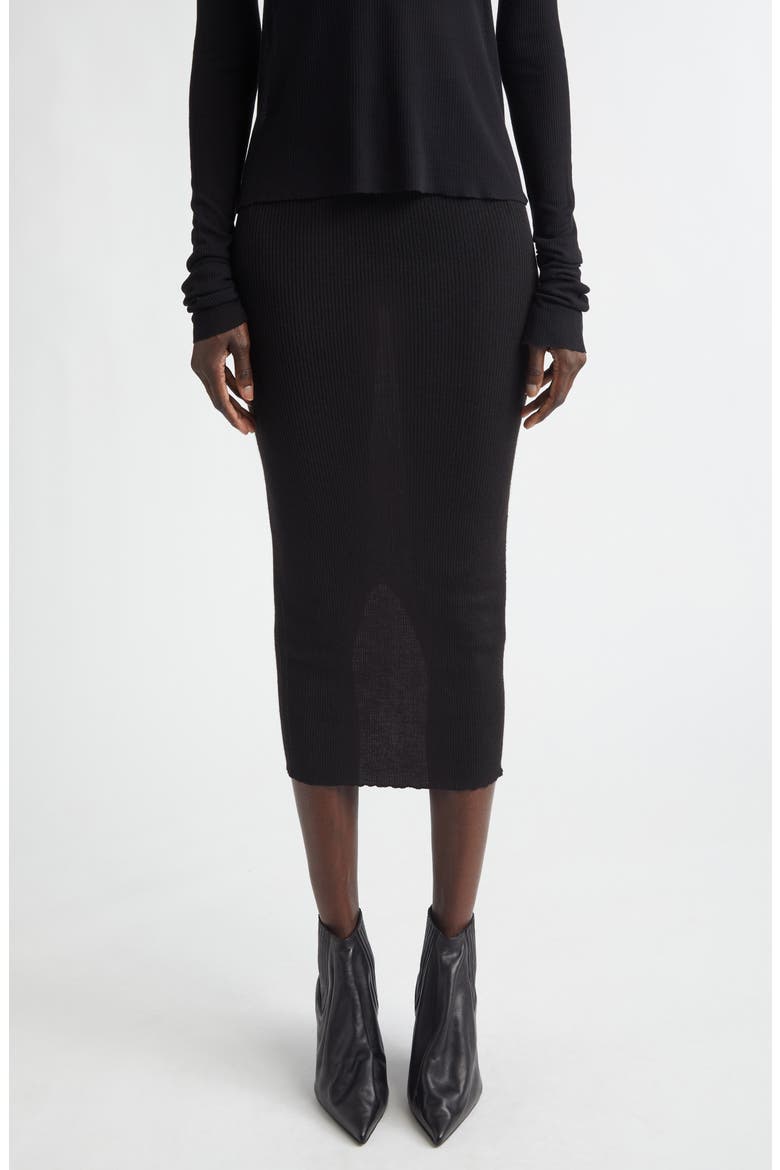 Rib Virgin Wool Blend Skirt, Main, color, BLACK