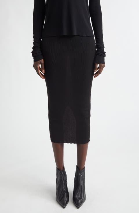Rib Virgin Wool Blend Skirt