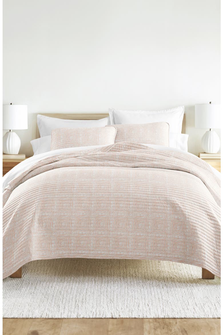 Pattern Reversible Quilt & Sham Set, Alternate, color, APRICOT