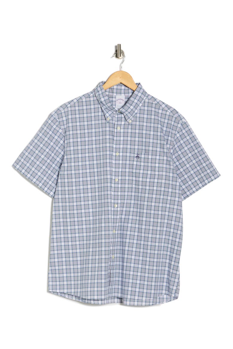 Sport Fit Plaid Short Sleeve Button-Down Shirt, Alternate, color, AQUIFERTARTAN