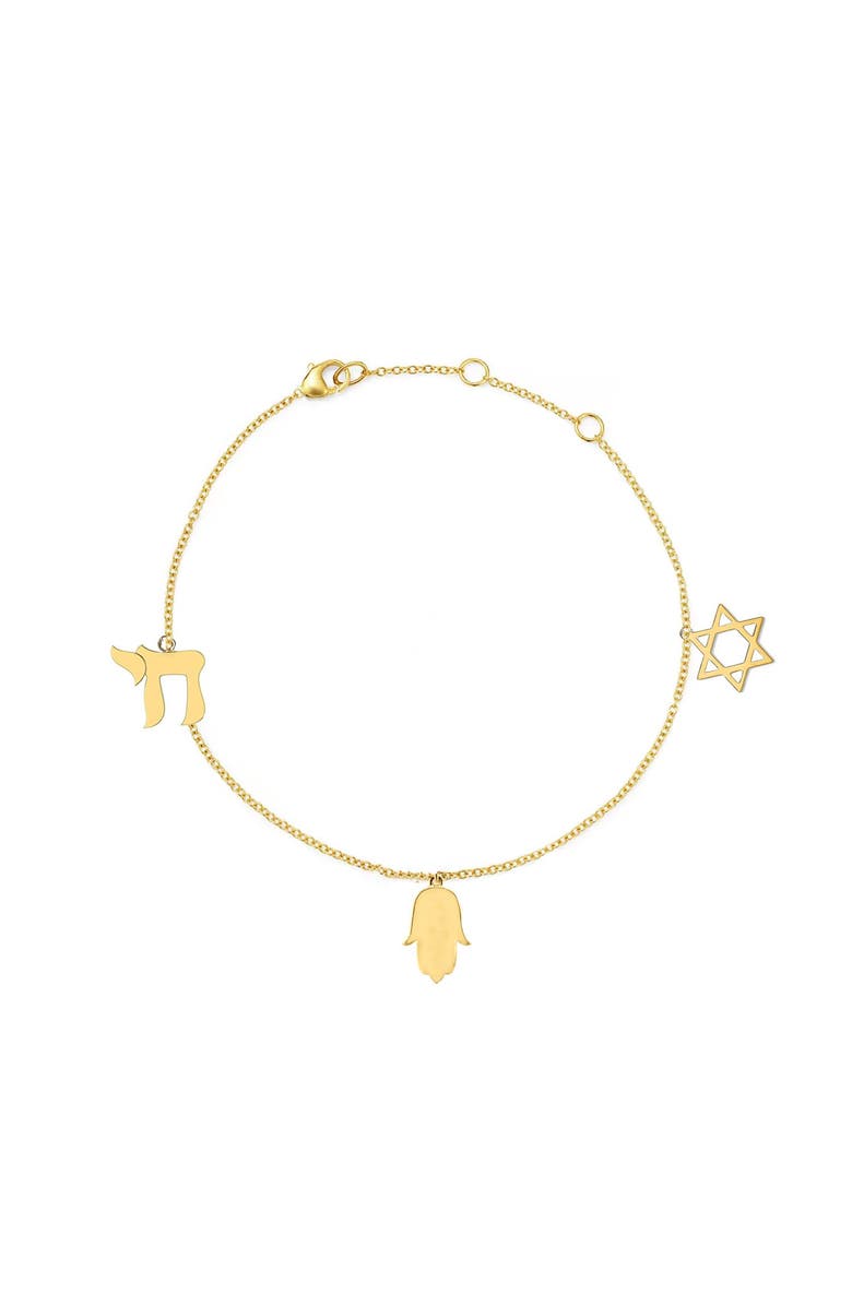 Outofoffice Gold Jewish Charm Bracelet, Main, color, Gold