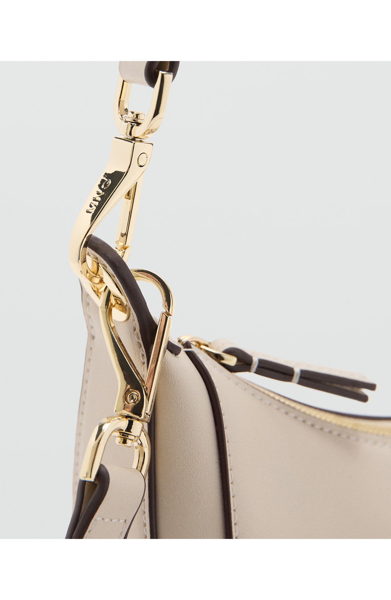 MANGO Oval Faux Leather Shoulder Bag, Alternate, color, Off White