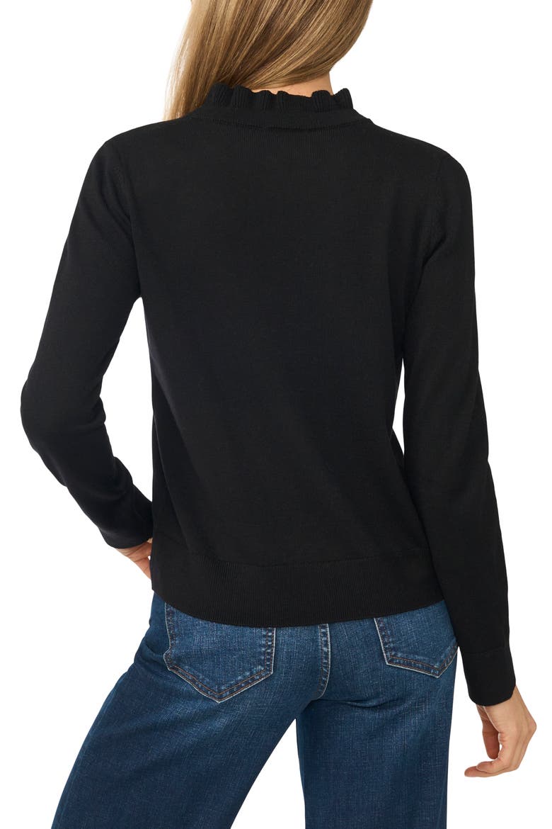 Rhinestone Embellished Ruffle Neck Sweater, Alternate, color, RICH BLACK