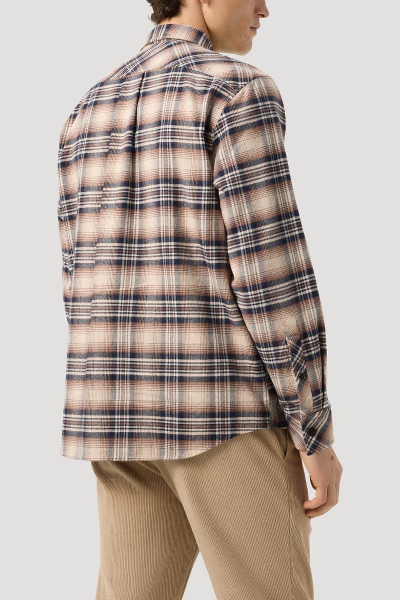 Heiko Flannel Shirt, Alternate, color, Beige/Navy Blue