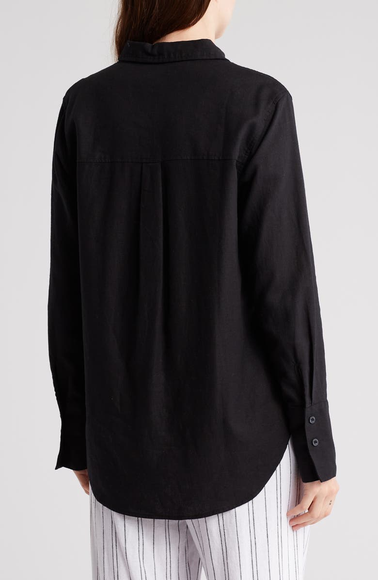 Ellen Tracy Linen Blend Button-Up Shirt, Alternate, color, 
