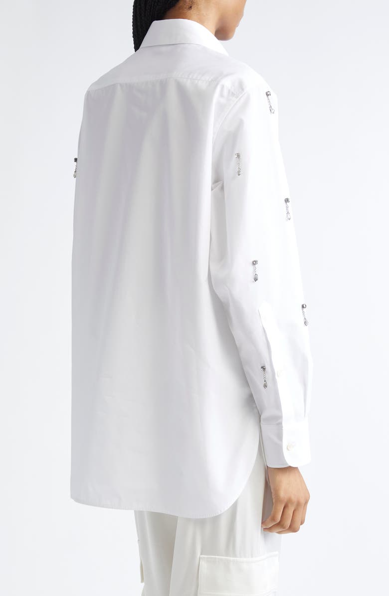 Stella McCartney Crystal Embellished Oxford Button-Up Shirt, Alternate, color, 9000 - Pure White