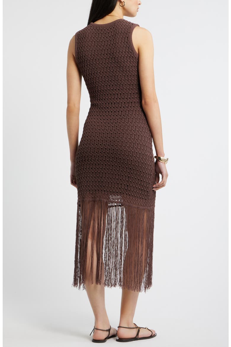 Sleeveless Fringe Knit Dress, Alternate, color, BROWN ROAST