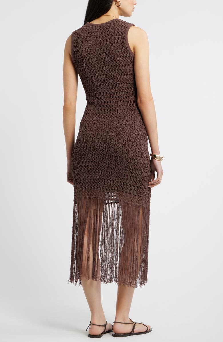 Nordstrom Sleeveless Fringe Knit Dress, Alternate, color, Brown Roast
