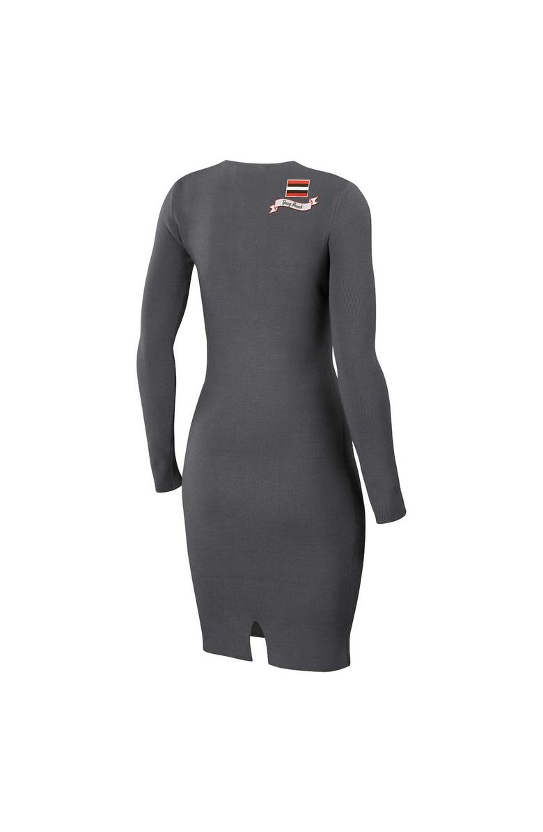 WEAR by Erin Andrews Women's WEAR by Erin Andrews Charcoal Cleveland Browns Lace Up Long Sleeve Dress, Alternate, color, Charcoal