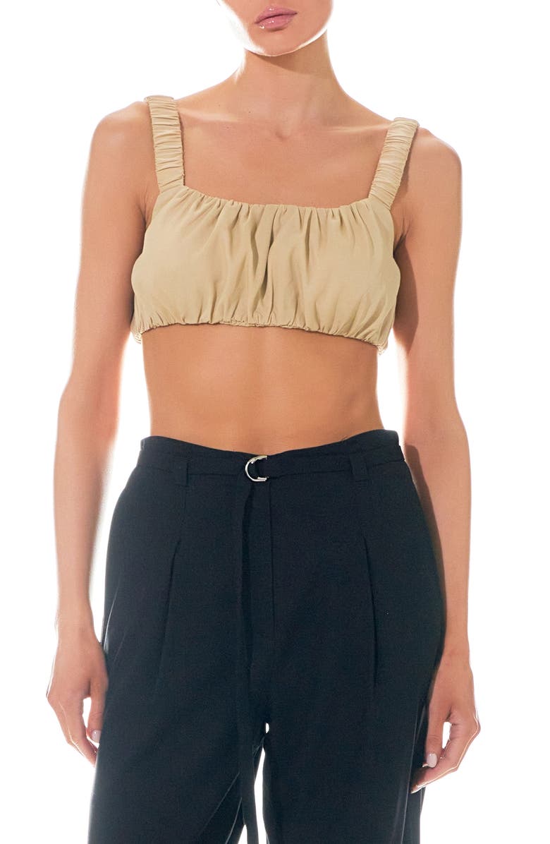 Grey Lab Scrunchie Bra Top, Main, color, Khaki