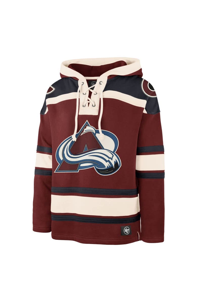 '47 Men's '47 Burgundy Colorado Avalanche Big & Tall Superior Lacer Fleece Pullover Hoodie, Alternate, color,