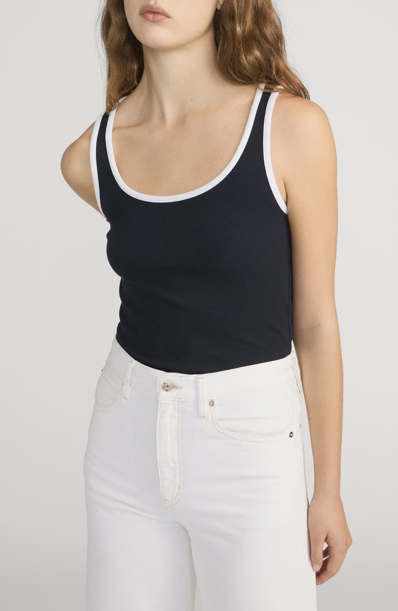 FRAME The Sporty Rib Tank, Alternate, color, Navy