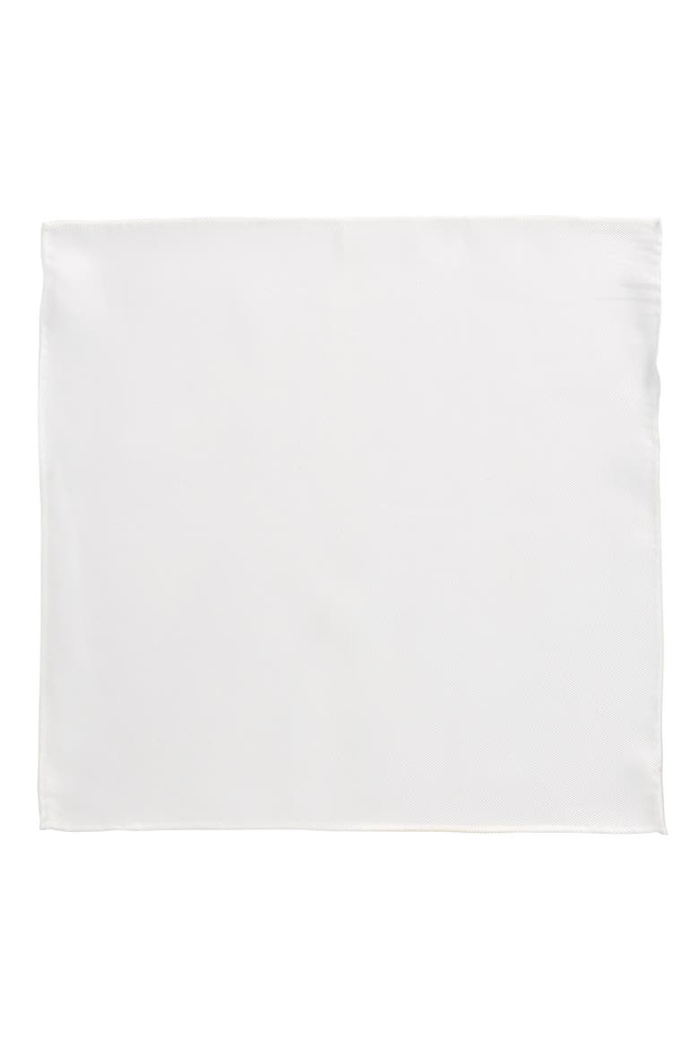 King Twill Silk Pocket Square, Alternate, color, WHITE