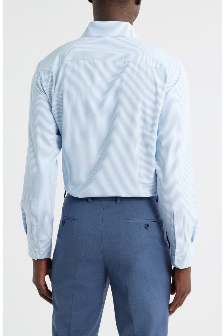 Leeward Trim Fit Stripe Performance Button-Up Shirt, Alternate, color, BEL AIR BLUE BANKER STRIPE