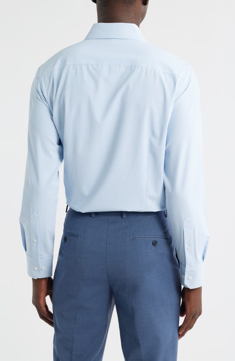 Mizzen+Main Leeward Trim Fit Stripe Performance Button-Up Shirt, Alternate, color, Bel Air Blue Banker Stripe