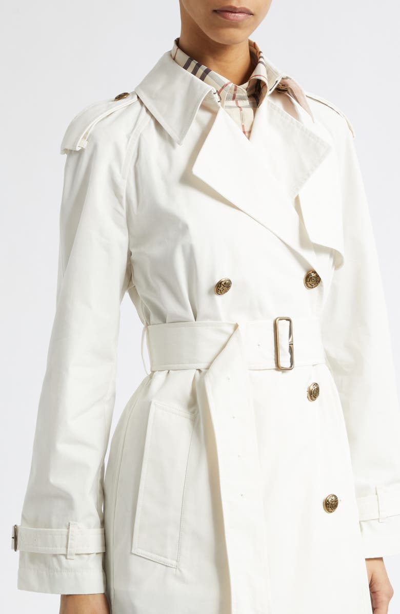 Burberry Belgravia Double Breasted Trench Coat, Alternate, color, Seashell White