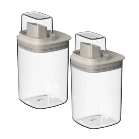 Versatile Clear Airtight Laundry Detergent Dispenser Organizer with Measuring Cap 2 Pack 34 oz