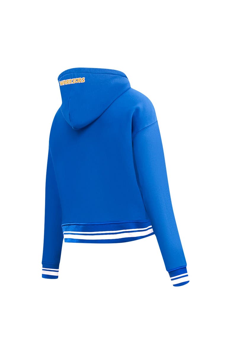 PRO STANDARD Women's Pro Standard Royal Golden State Warriors Script Tail Cropped Pullover Hoodie, Alternate, color, Royal